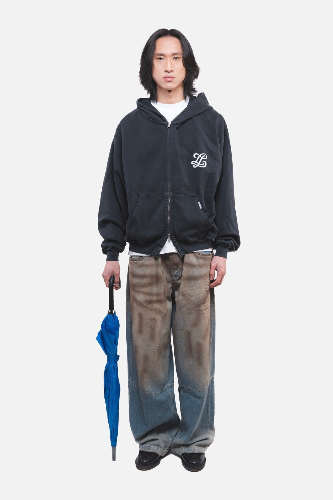 Vintage monogram double zip hoodie