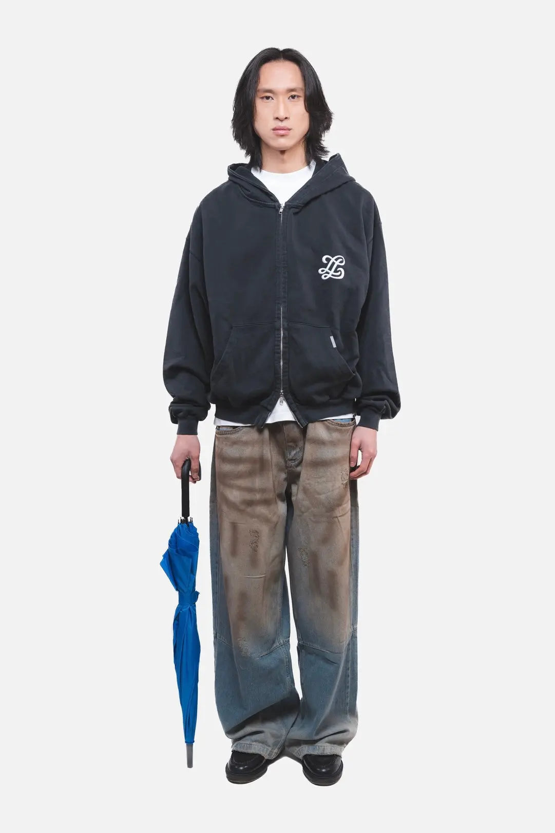 Vintage monogram double zip hoodie Lueur Clothing