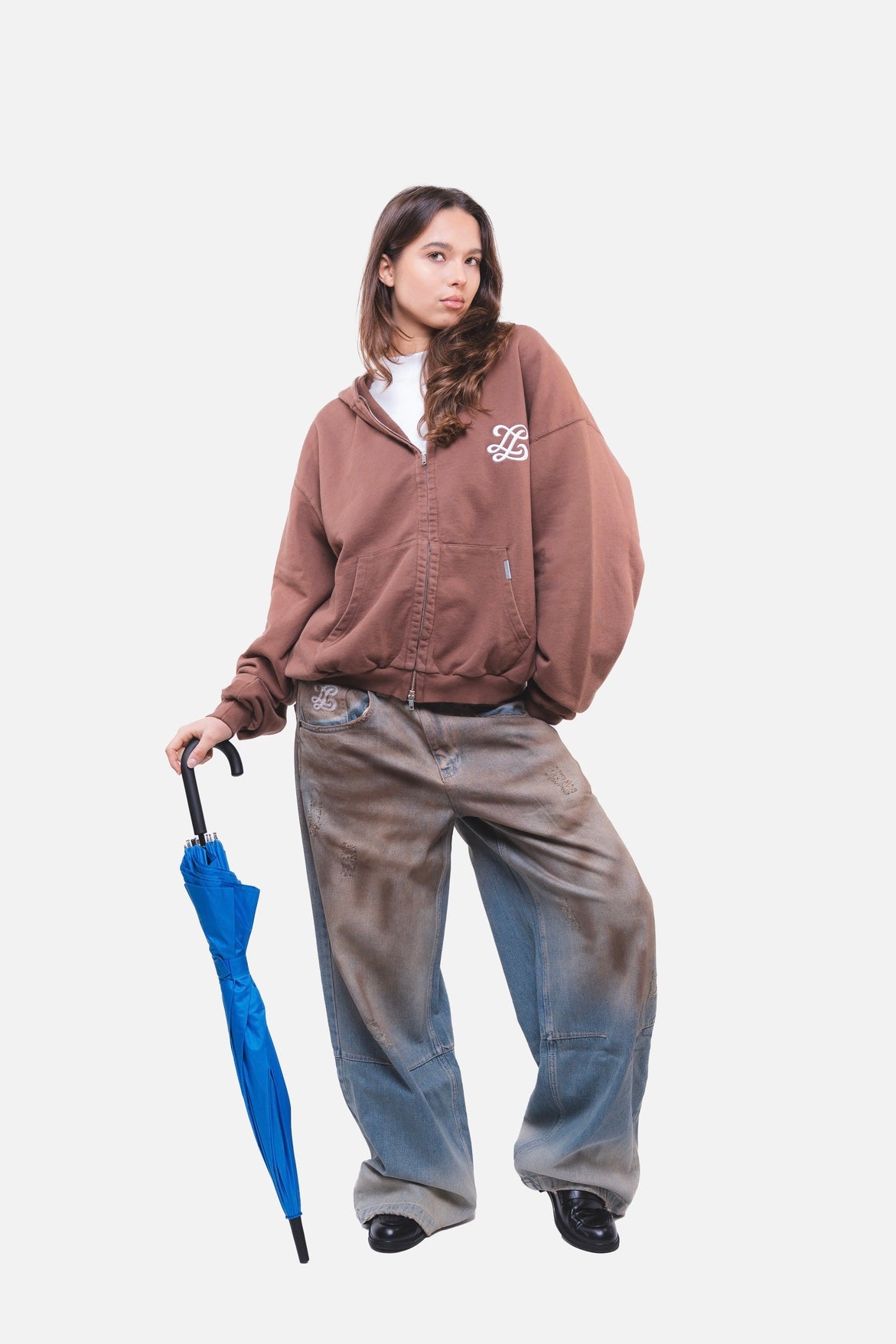 Vintage monogram double zip hoodie