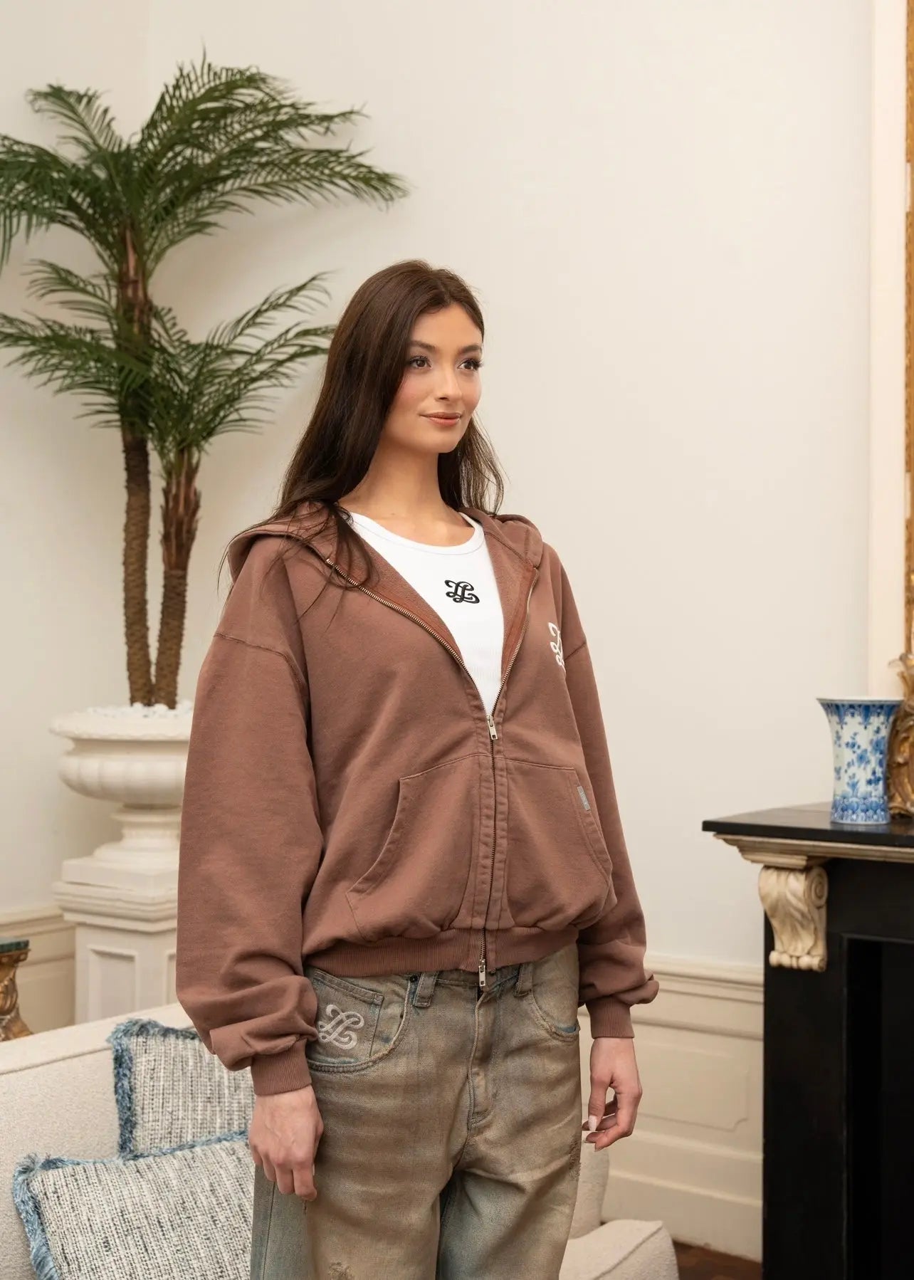Vintage monogram double zip hoodie Lueur Clothing