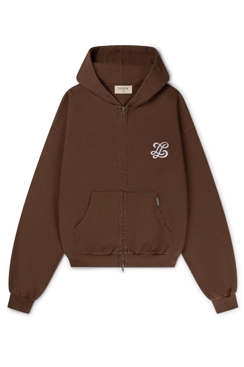 Vintage monogram double zip hoodie